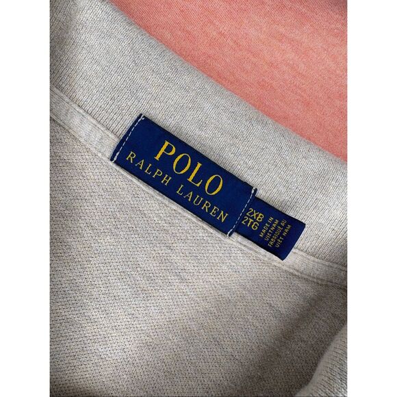 (2) Polo Ralph Lauren 100% cotton polo shirts - tan and light orange - 2XB - Picture 5 of 5